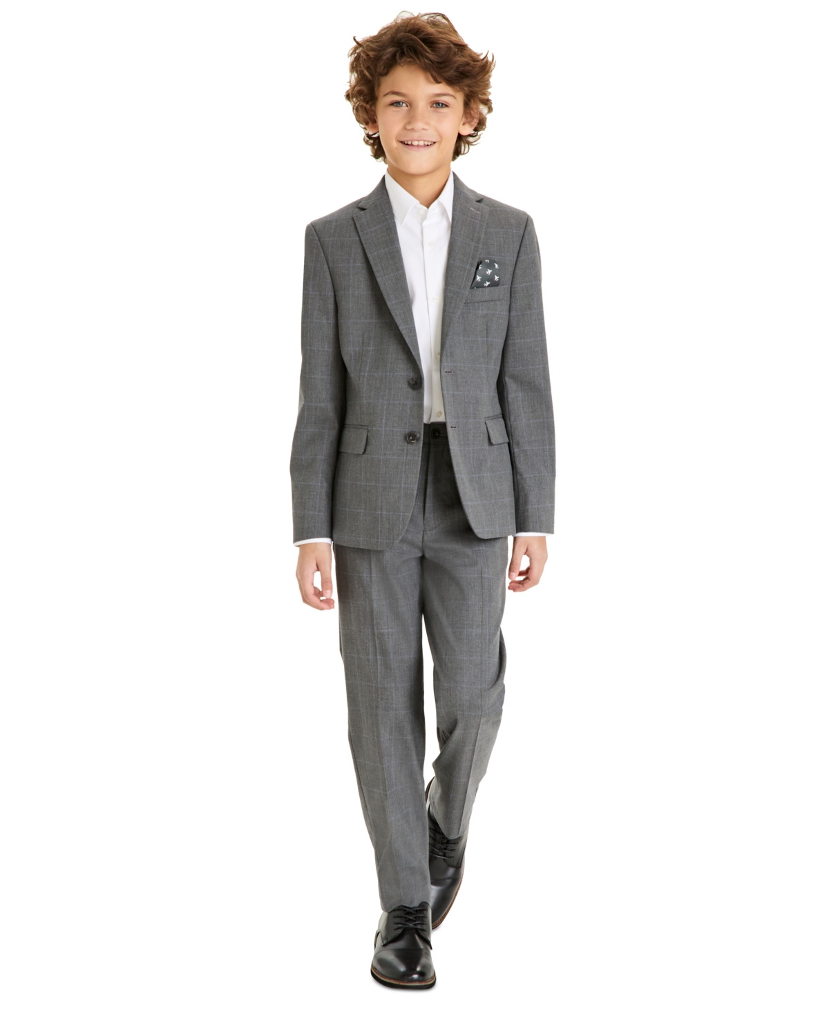 Michael Kors Big Boys Classic-fit Windowpane Suit In Blue