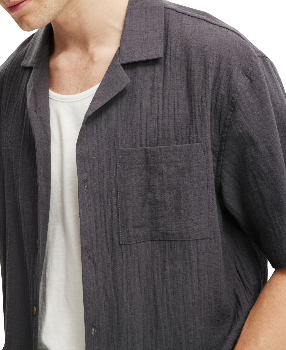 Shop Cotton On Men's Riviera Box Fit Short Sleeve Shirt In Faded Slate
