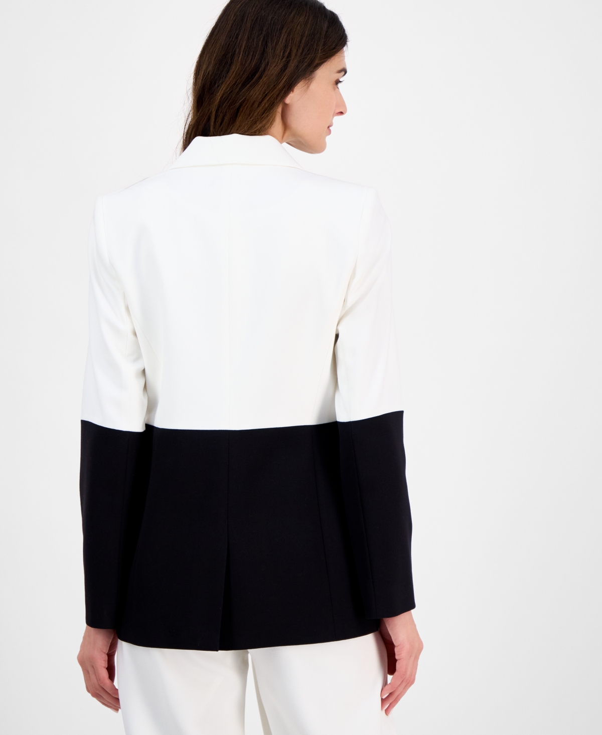 Tahari Asl Colorblock Blazer In White,black