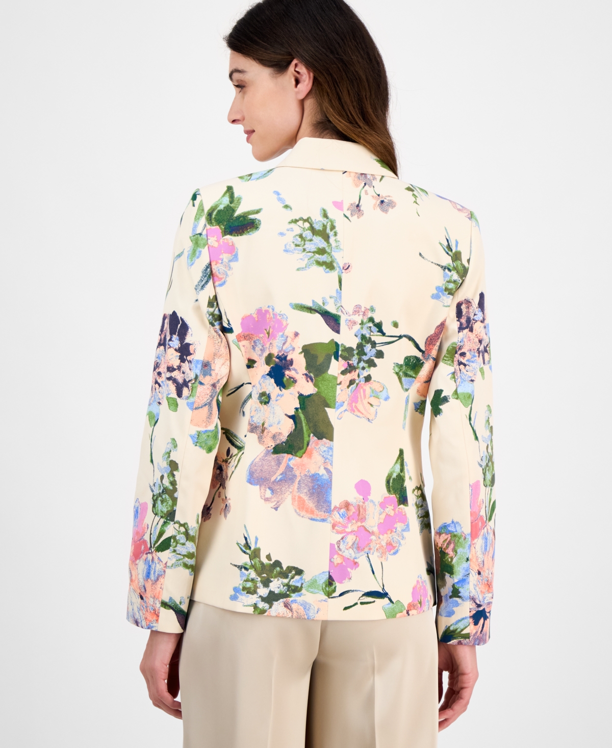 Tahari Asl Women's Floral-print One-button Jacket In Multi