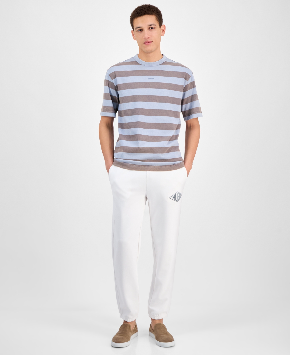 Shop Hugo Boss Hugo By  Men's Dockoe Relaxed-fit Stripe T-shirt In Blue