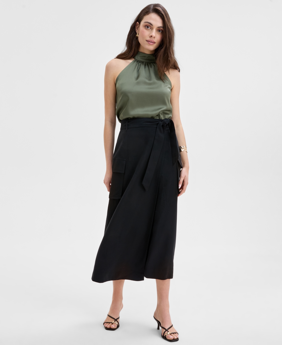 Women's Midi Wrap Skirt, Exclusively at Macy's - Olivine