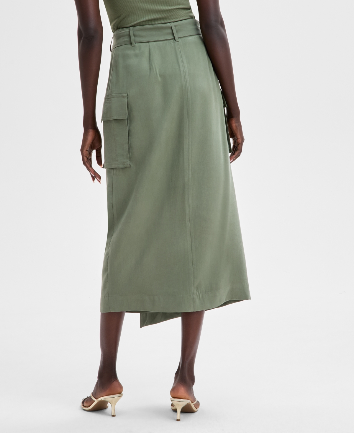 Inc International Concepts Women's Midi Wrap Skirt, Exclusively At Macy's In Olivine