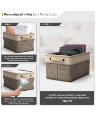 6 Pack 15 inch Collapsible Storage Bins with Handles - Perfect for Home Storage & Organization