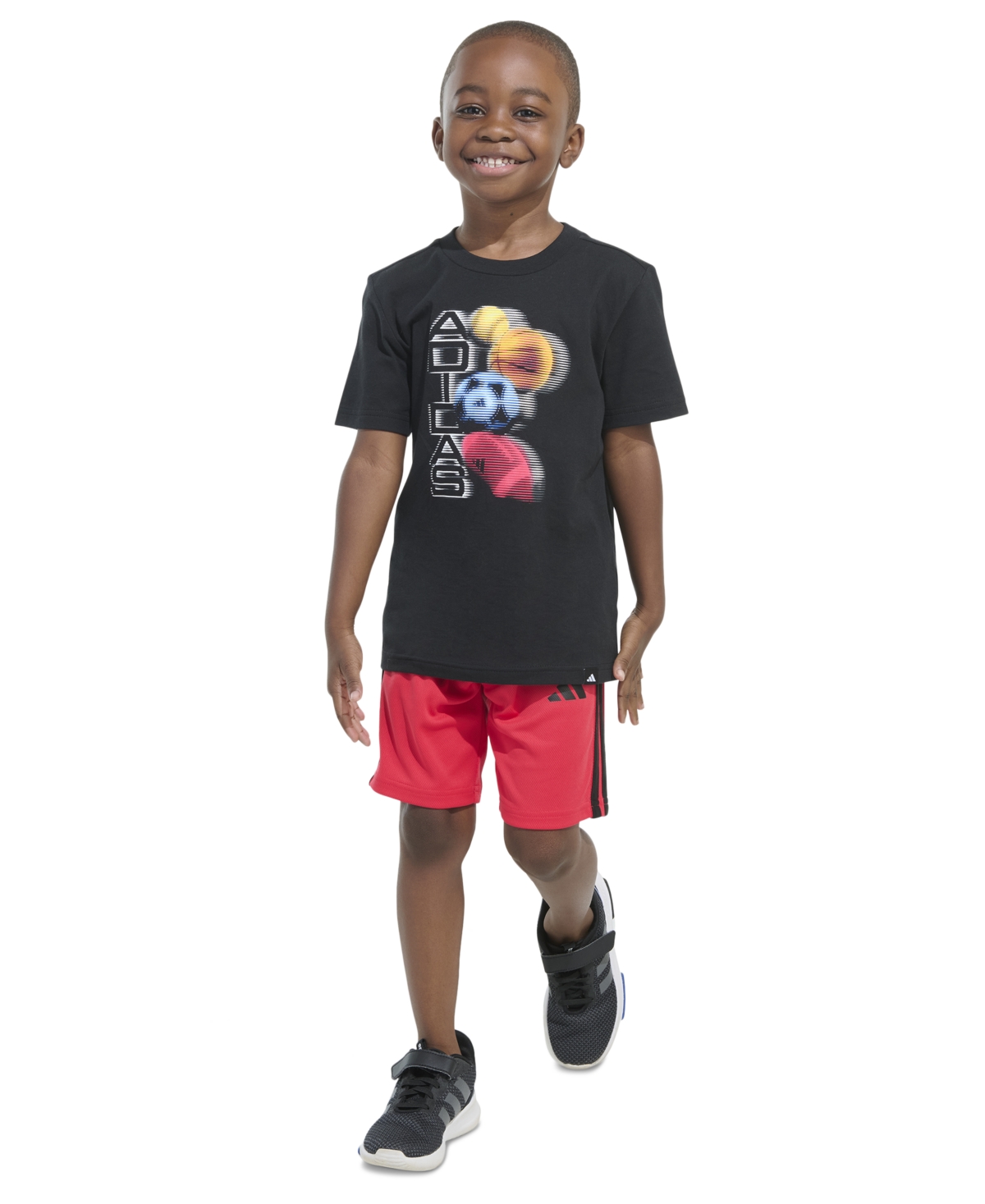 Adidas Originals Toddler & Little Boys Short-sleeve Graphic T-shirt & 3-stripe Shorts, 2 Piece Set In Black