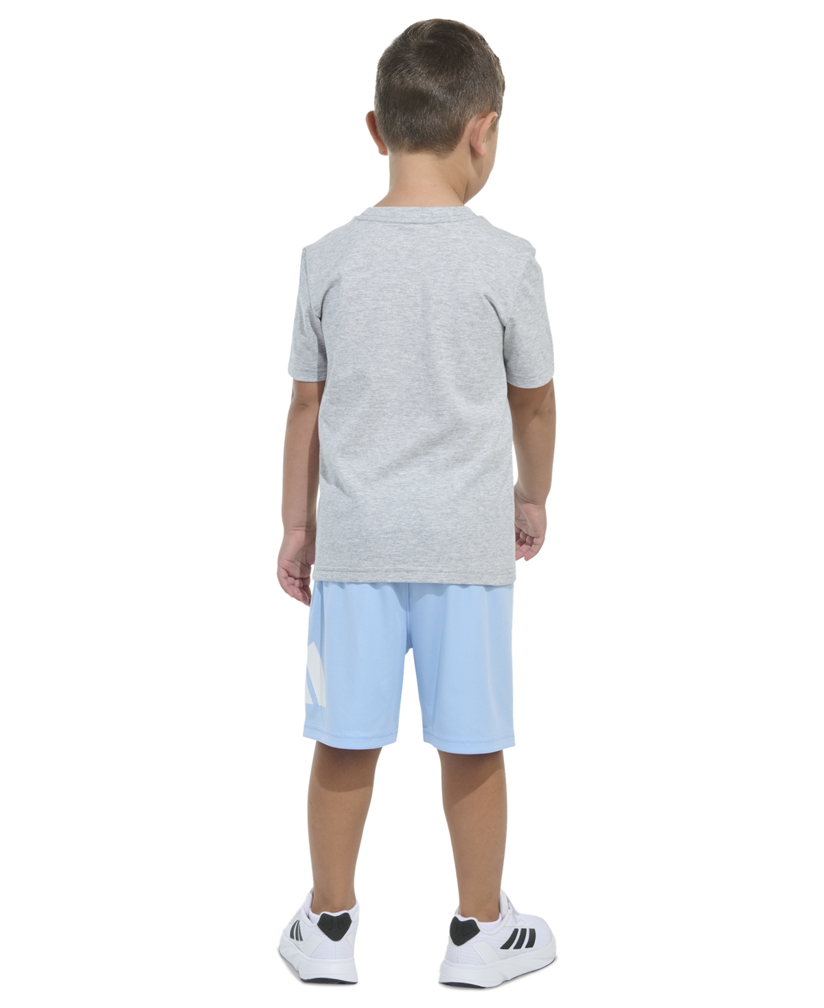 Adidas Originals Toddler & Little Boys Short-sleeve Heather T-shirt & Elastic-waistband Logo Shorts, 2 Piece Set In Gry Heathr