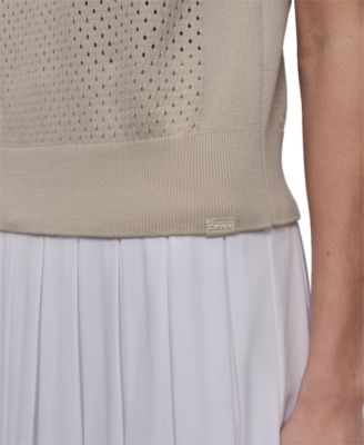 売れ筋商品|||ダナ キャラン ニューヨーク カットソー トップス レディース Women's Open-Knit Sleeveless V-Neck Sweater Light City Khaki/Ivory DKNY Women's Open-Knit Sleeveless V-Neck Sweater - Macy's