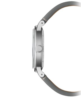 Men's Swiss Automatic Millesime Moon Phase Gray Leather Strap Watch 40mm