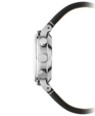 Men's Swiss Automatic Chronograph Millesime Black Leather Strap Watch 40mm