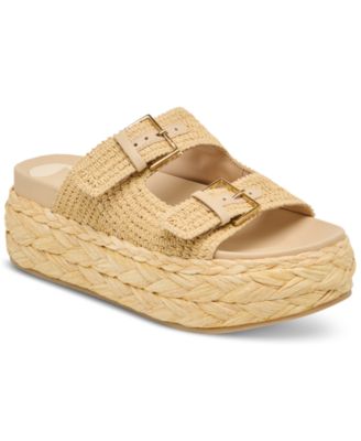 Women's Falyn Platform Double Buckle Raffia Woven Footbed Sandals