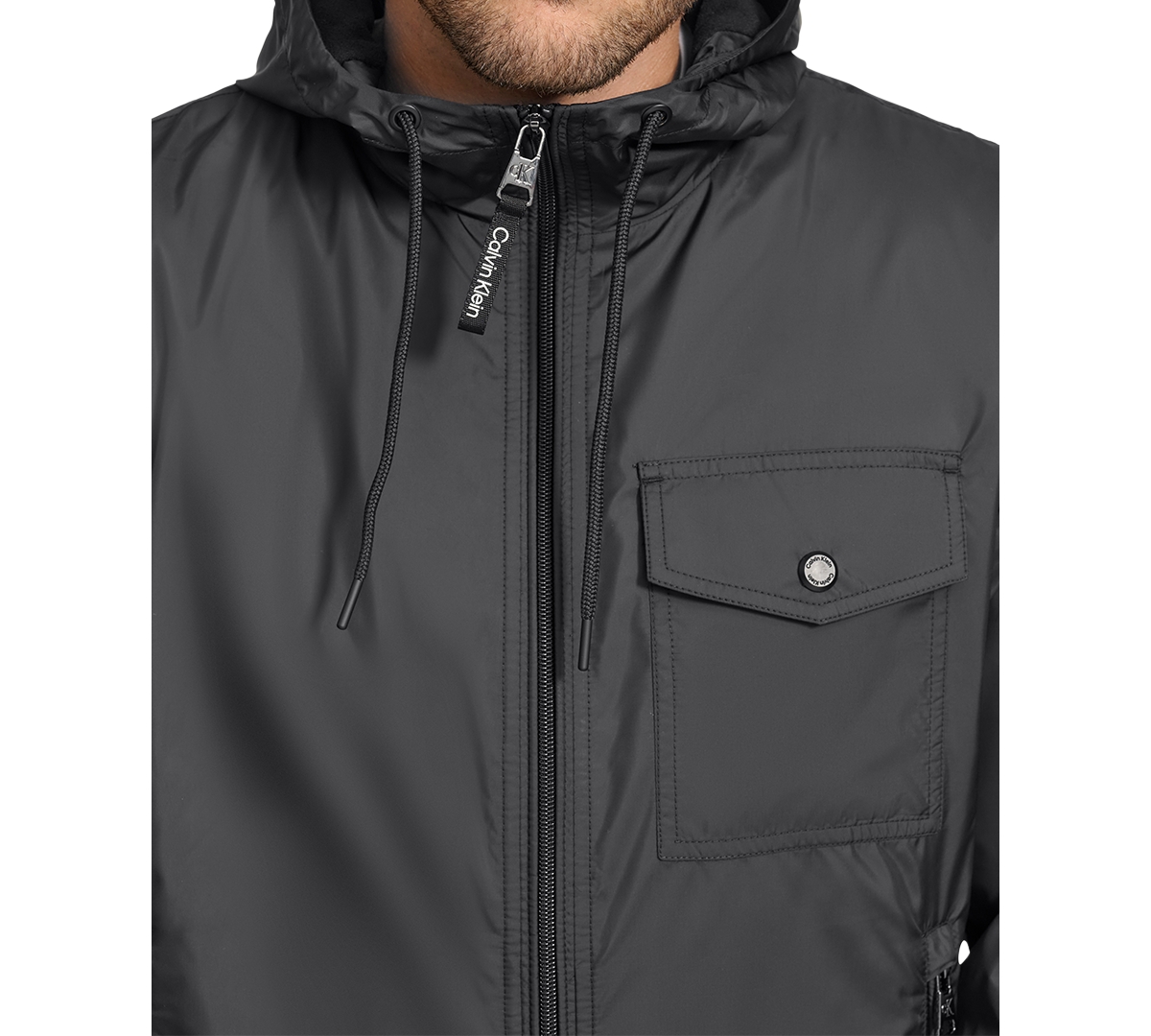 Calvin Klein Men's Polar Fleece Lined Windbreaker In Black