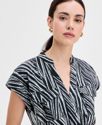 Women's Printed Tie-Waist Jumpsuit, Exclusively at Macy's