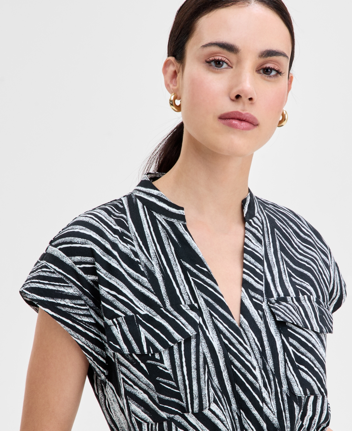 Inc International Concepts Women's Printed Tie-waist Jumpsuit, Exclusively At Macy's In Pia Stripe