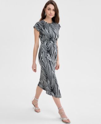 Women's Printed Cotton O-Ring Wrap Dress, Exclusively at Macy's