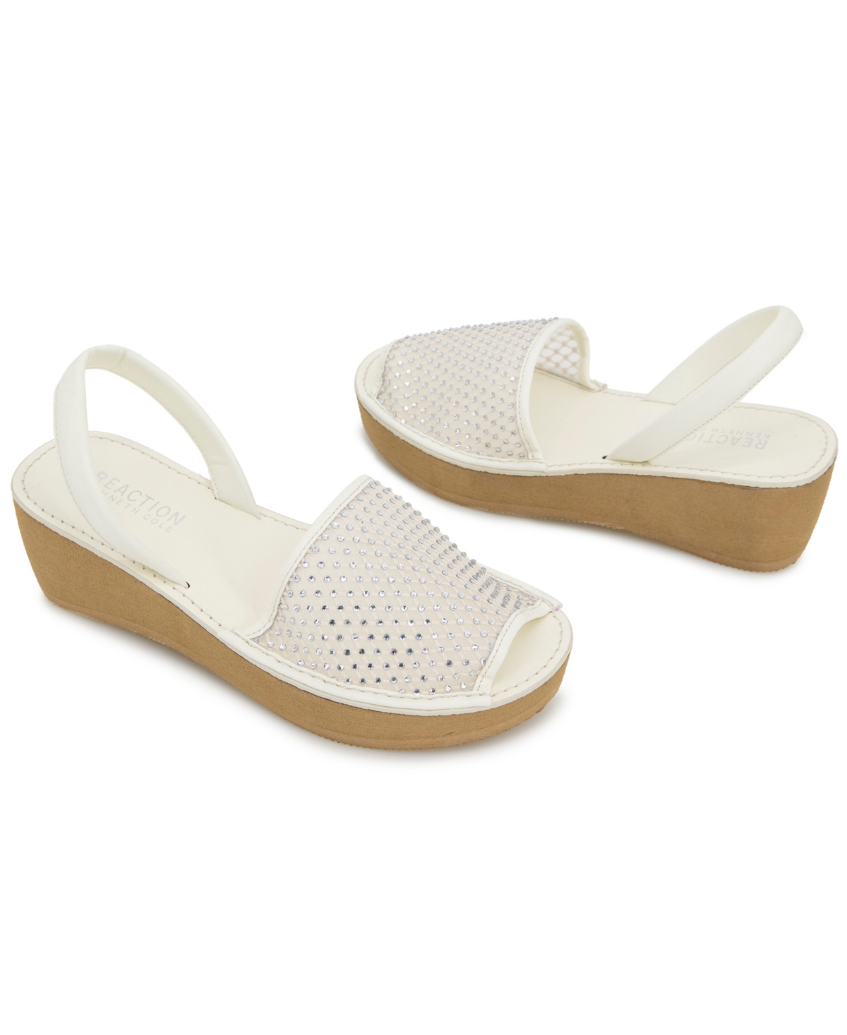 Kenneth Cole Reaction Women's Fine Glass Mesh Wedge Sandals In Cream Crystal Mesh