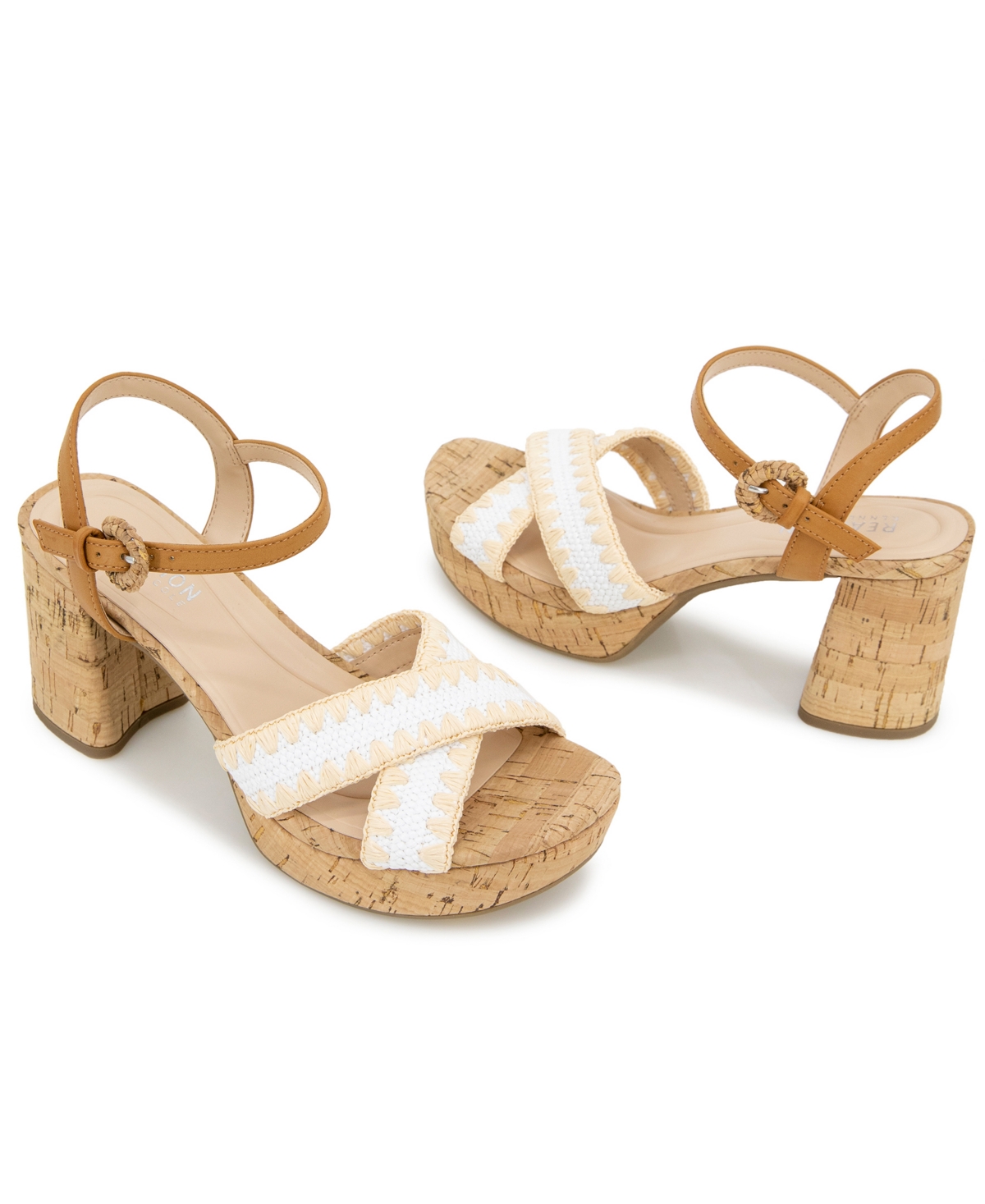 Kenneth Cole Reaction Reeva Platform Sandal In White Raffia