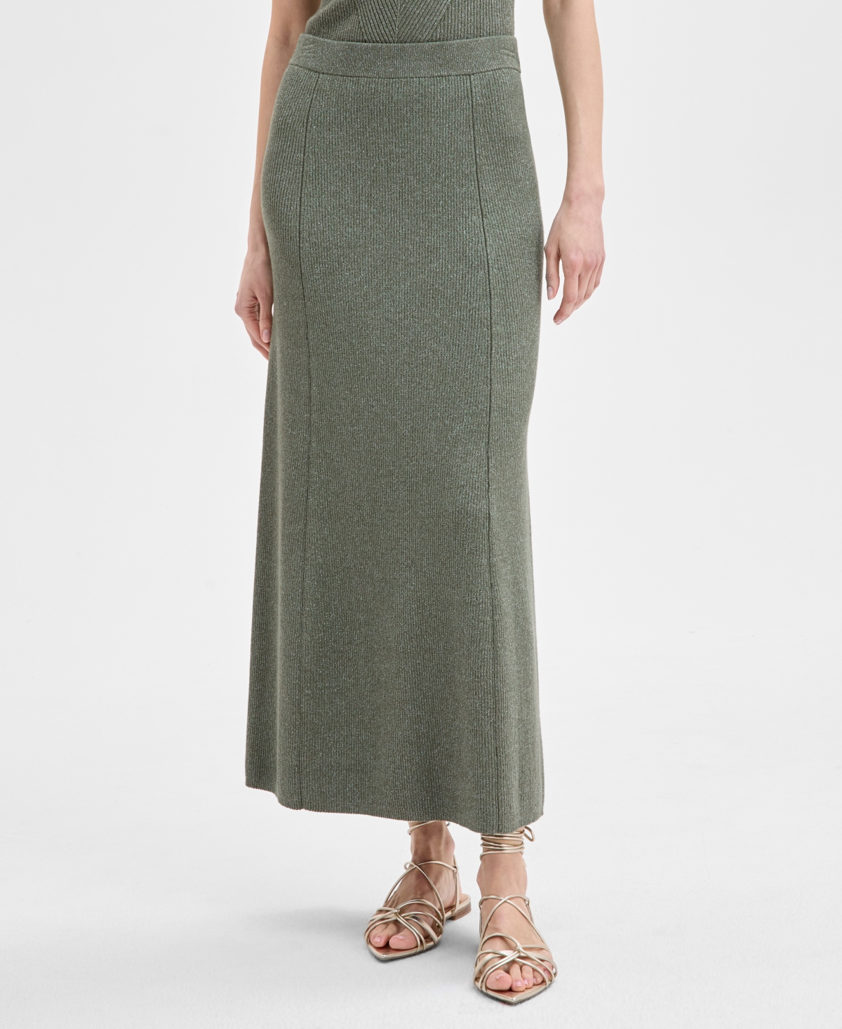 Inc International Concepts Women's Ribbed Sweater Skirt, Exclusively At Macy's In Olivine W Dtm