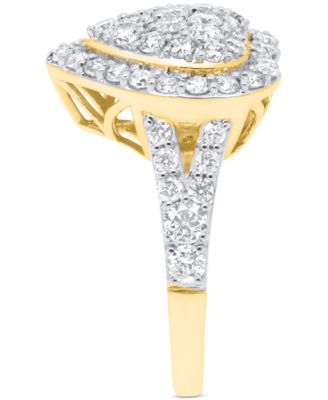 Lab Grown Diamond Heart Halo Cluster Ring (2 ct. t.w.) in Sterling Silver or 14K Gold-Plated Sterling Silver