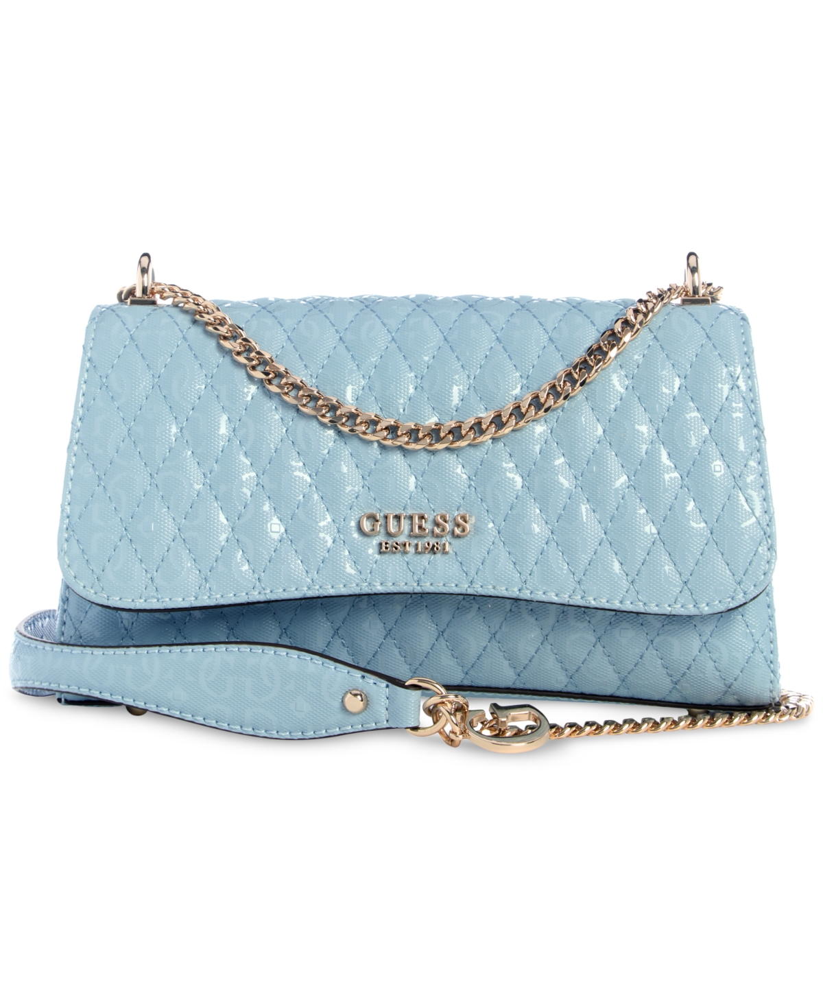 Shop Guess Betula Small Quilted Convertible Crossbody In Stormy Blue