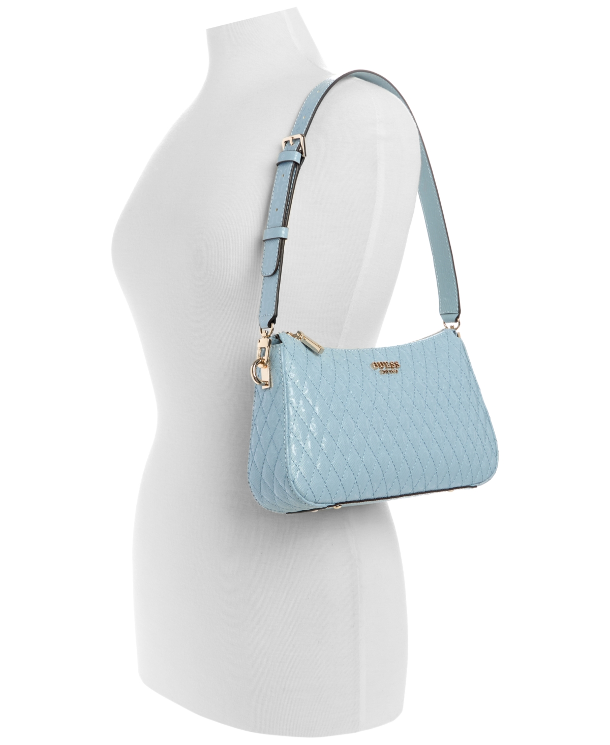GUESS BETULA TOP ZIP SMALL QUILTED SHOULDER BAG 