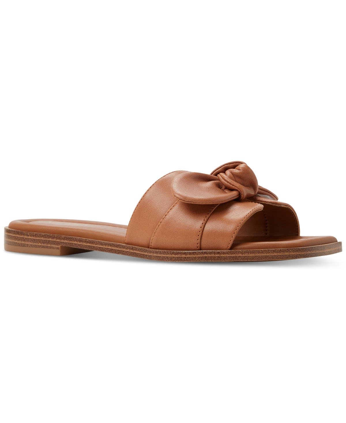 Women's Lavinia Knot-Trim Slide Flat Sandals - Cognac