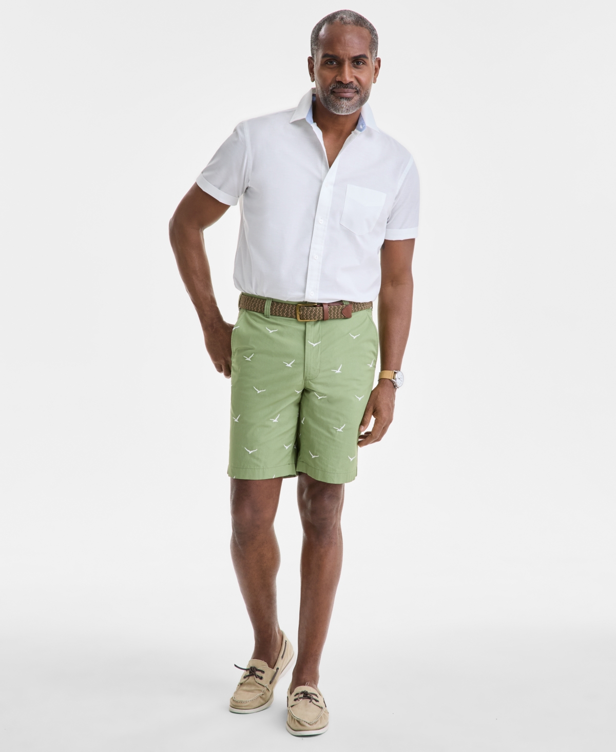 Men's Seagull Embroidered Shorts, Exclusively at Macy's - Baked Oliv