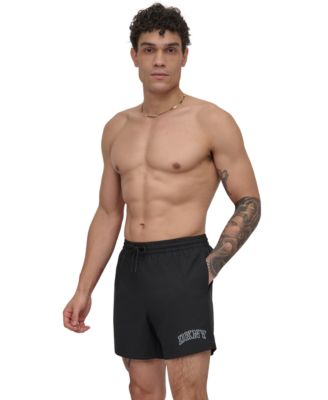 DKNY - Men's Euro Black & White Bandana Print Performance 5" Volley Shorts