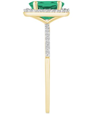 Lab-Created Emerald (1 ct. t.w.) & Lab-Created White Sapphire (1/5 ct. t.w.) Oval Halo Ring 