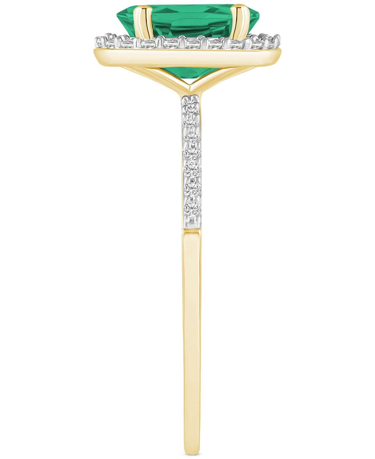 Macy's Lab-created Emerald (1 Ct. T.w.) & Lab-created White Sapphire (1/5 Ct. T.w.) Oval Halo Ring In Emerald,gold