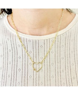 Carabiner Heart Charm Holder Necklace 14K Gold