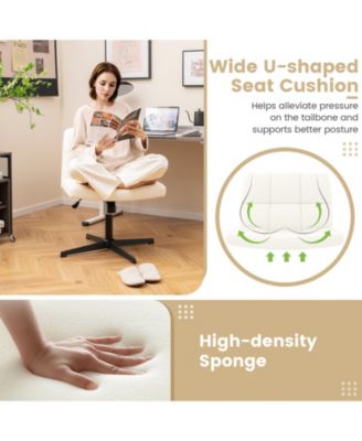 Upholstered Cross-Legged Office Chair with Oversized U-Shaped Seat Comfortable and Stylish Desk Chair