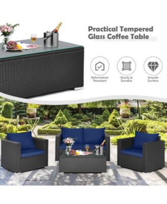 4-Piece Patio Conversation Set with Padded Cushions Comfortable and Stylish Outdoor Seating for Relaxation
