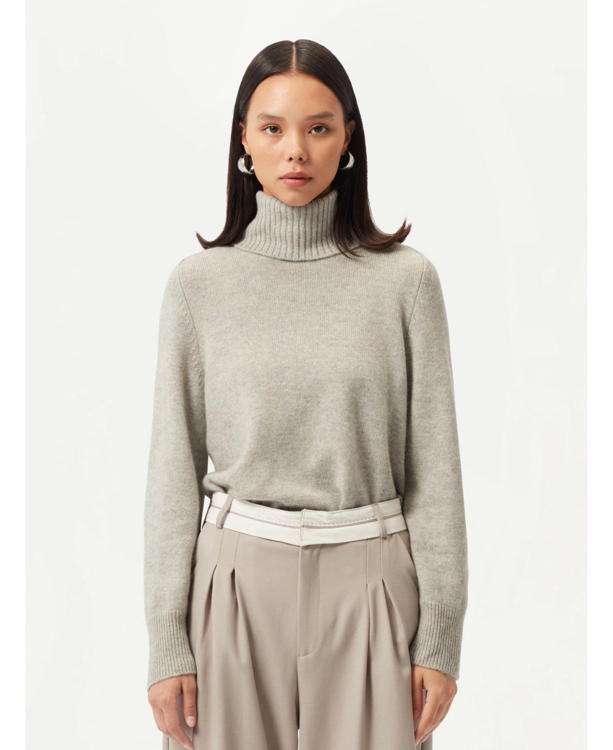 Women's Cashmere Turtleneck - S / dawn blue / WK638-828 - Gray-flint gray