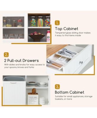 Double Tilt Out Trash Cabinet with Hutch and Rubber Wood Countertop