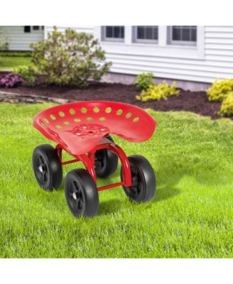 Rolling Garden Cart Heavy Duty Workseat with 360° Swivel Seat & Adjustable Height