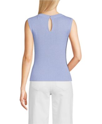 Women's Fine Gauge Baby Cable Crew Neck Sleeveless Sweater - Set Top