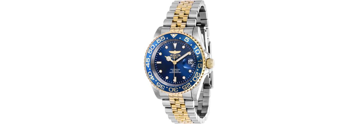 Женские часы Invicta 37164 Pro Diver Quartz 3 Hand Blue Dial, цвет: Золотой — фото 1