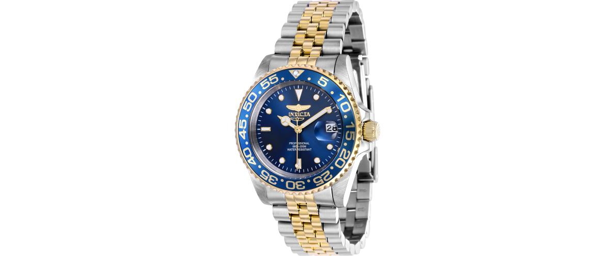 Women's 37164 Pro Diver Quartz 3 Hand Blue Dial Watch - Gold