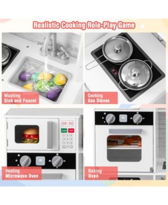 Pretend Play Kitchen Toy Set with Kitchen Accessories Real Lights and Sounds for Interactive Fun