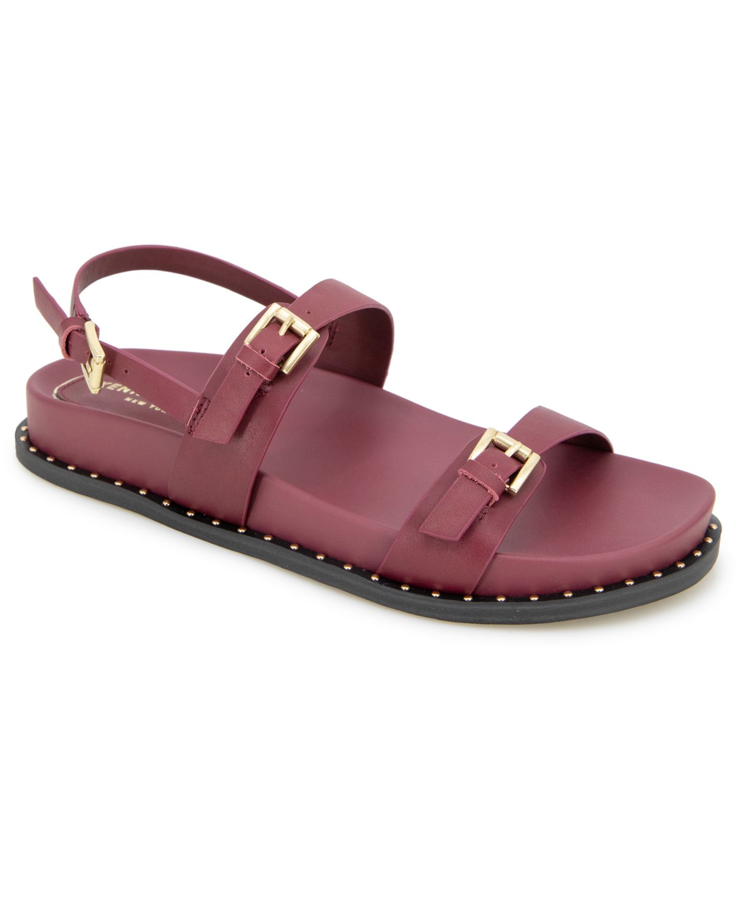 Женские сандалии Kenneth Cole New York Drinity Round Toe Flat, цвет: Тёмный красный кожаный — фото 1