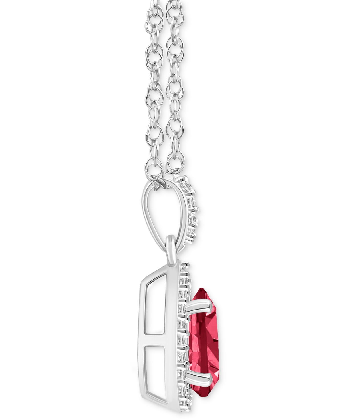 Macy's Lab Created Blue Sapphire (1 Ct. T.w.) & Lab Created White Sapphire (1/6 Ct. T.w.) Pear-shape Pendan In Ruby