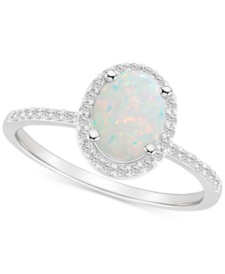 Lab-Created Ruby (1-1/4 ct. t.w.) & Lab-Created White Sapphire (1/5 ct. t.w.) Halo Ring in 10k White Gold (Also in Additional Gemstones)