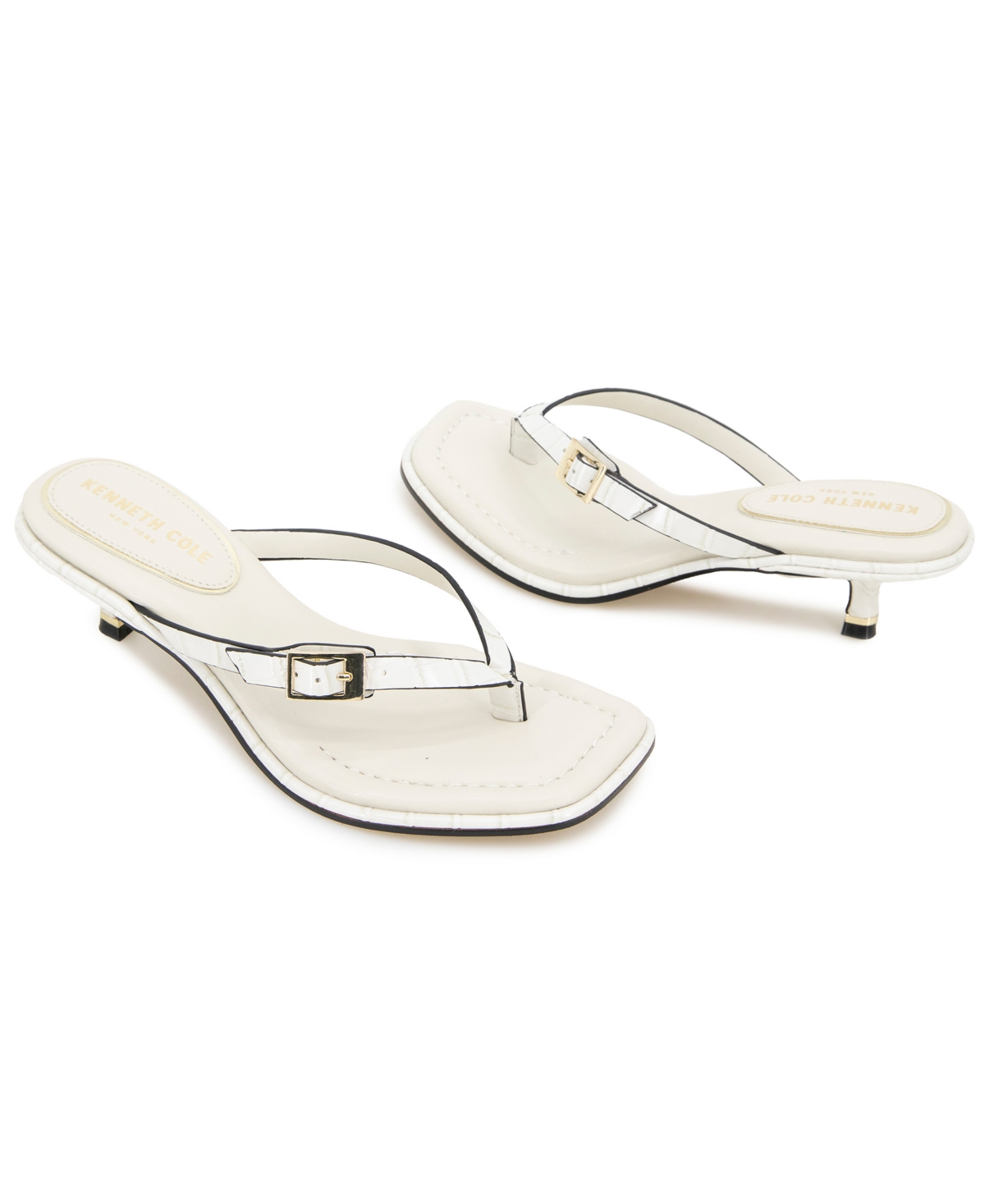 Kenneth Cole New York Women's Gillie Kitten Heel Sandals In Cream Croco