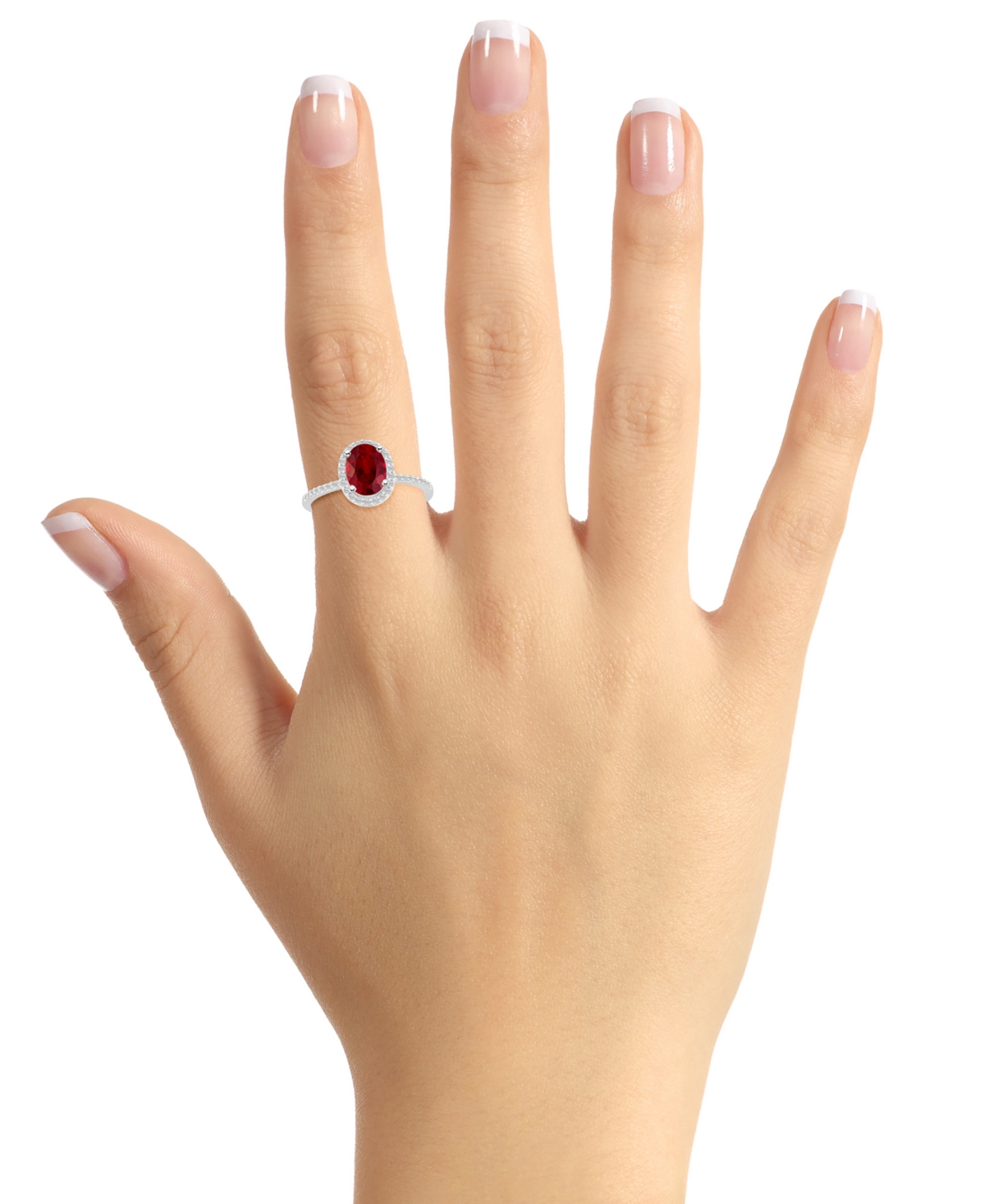 Macy's Lab-created Ruby (1-1/4 Ct. T.w.) & Lab-created White Sapphire (1/5 Ct. T.w.) Halo Ring In 10k White In Ruby,white Gold