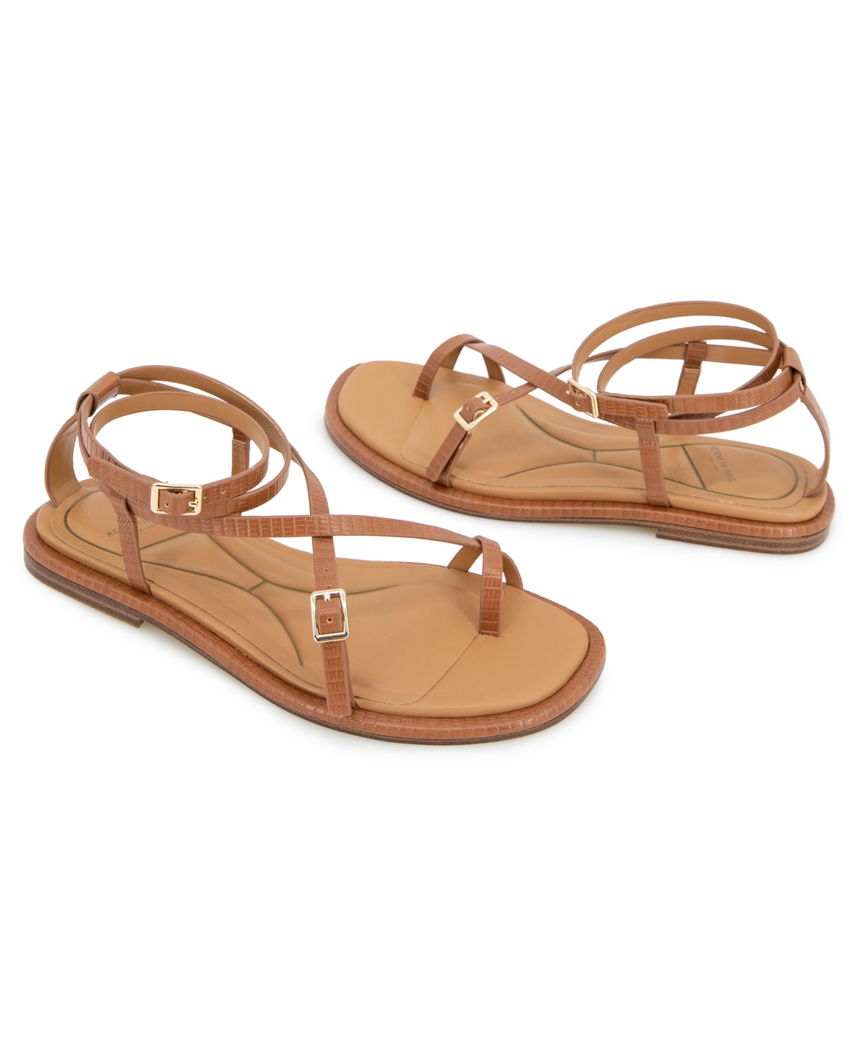 Kenneth Cole New York Women's Paros Square Toe Flat Sandals In Tan