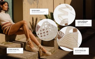 Womens Sea Breeze Woven Lace-Up Espadrille Wedges