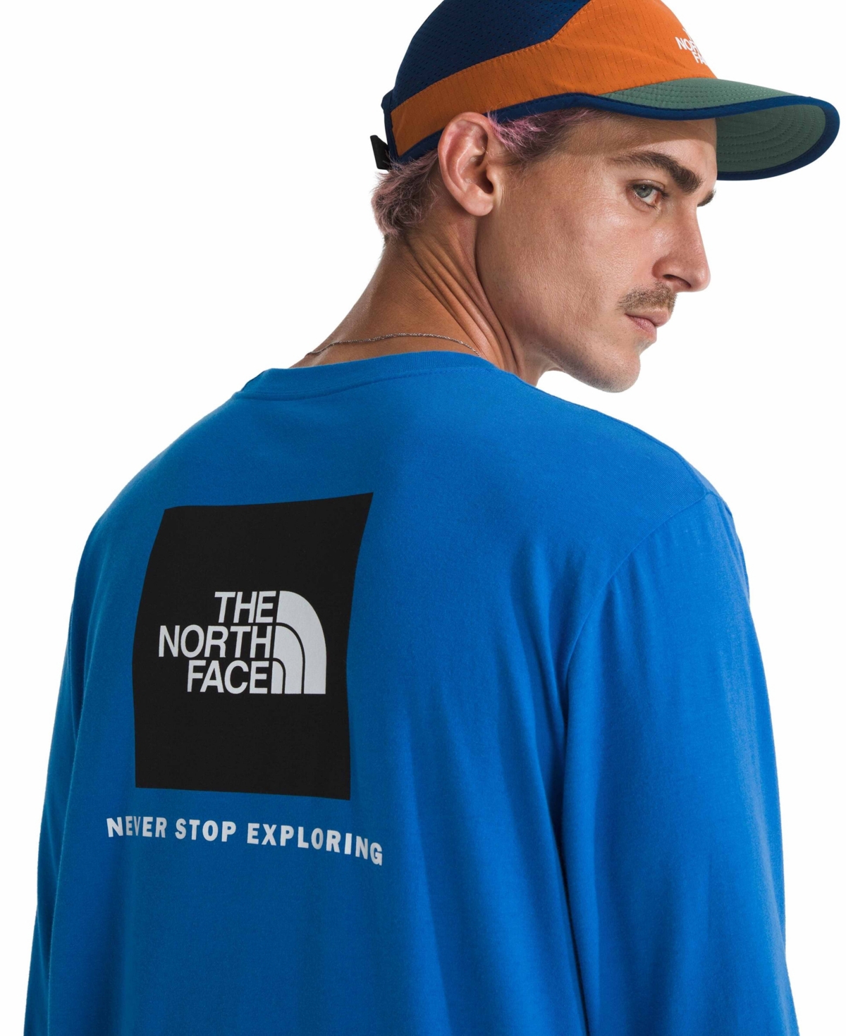 THE NORTH FACE MEN'S LONG SLEEVE BOX NEVER STOP EXPLORING T-SHIRT 