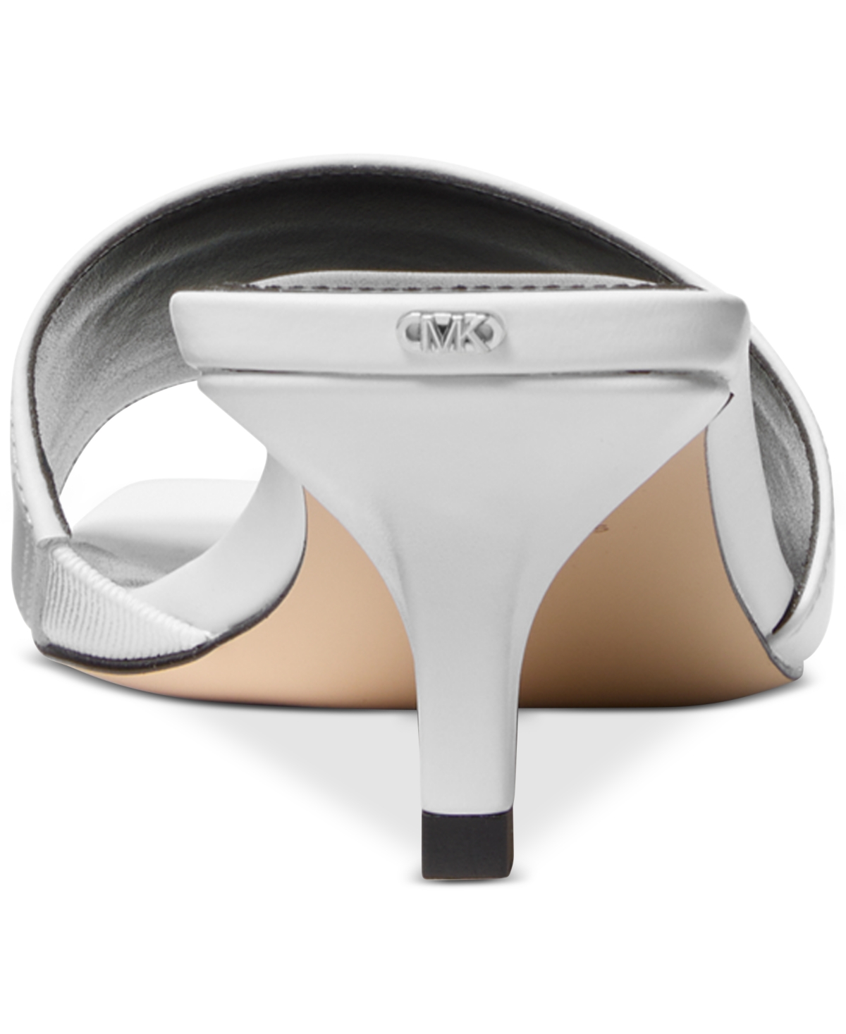 Michael Kors Merriam Leather Kitten Heel Sandal In Optic White