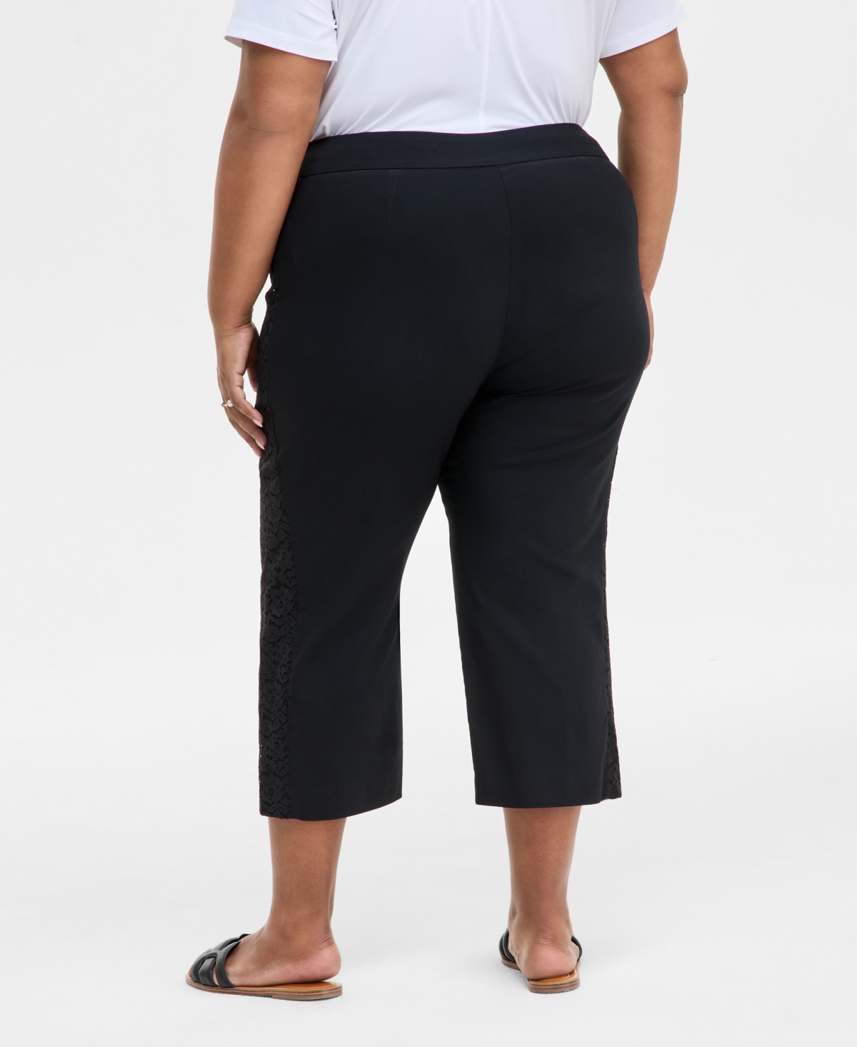 JM COLLECTION PLUS SIZE SIDE LACE TRIM CAPRI PANTS, EXCLUSIVELY AT MACY'S 