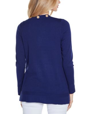 Women's Rhinestone Grommet Open-Front Cardigan Sweater